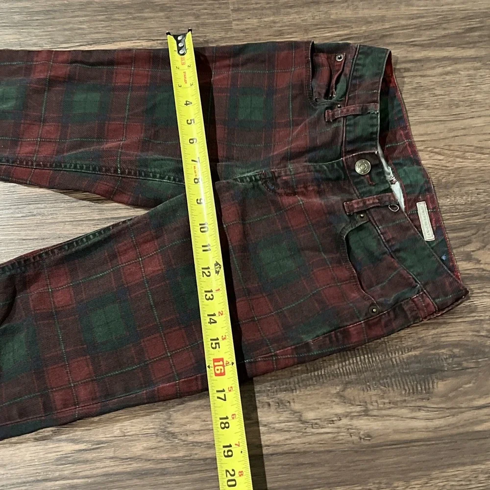 Ralph Lauren Red and Green Plaid Bowery Skinny Girls Jeans Size 14